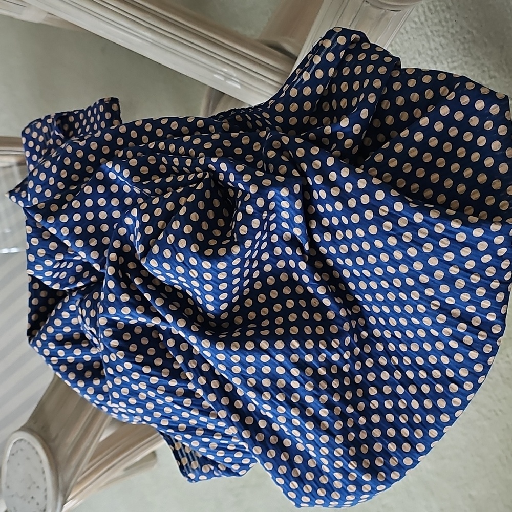 American Eagle Blue & Cream Polka Dot Scarf/shawl - Picture 2 of 7